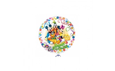 Folieballon Mickey and friends 'Happy Birthday' (zonder helium)